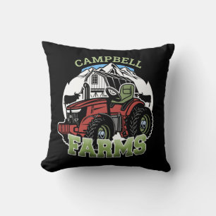 Custom NAME Country Farms Barn Tractor Farmer Throw Pillow