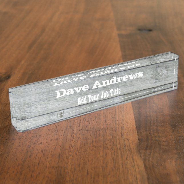 Custom Name Country Rustic Wood Desk Nameplate (Side)