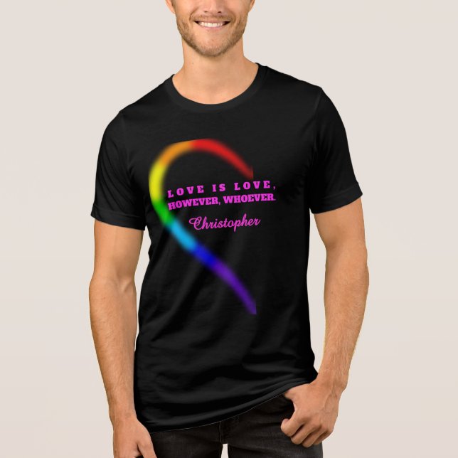 Custom Name Couple Pride Shirt - Left Half Rainbow (Front)