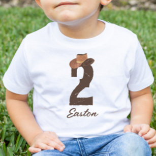 Custom Name Cowboy Hat 2 Two 2nd Second Birthday Toddler T-shirt