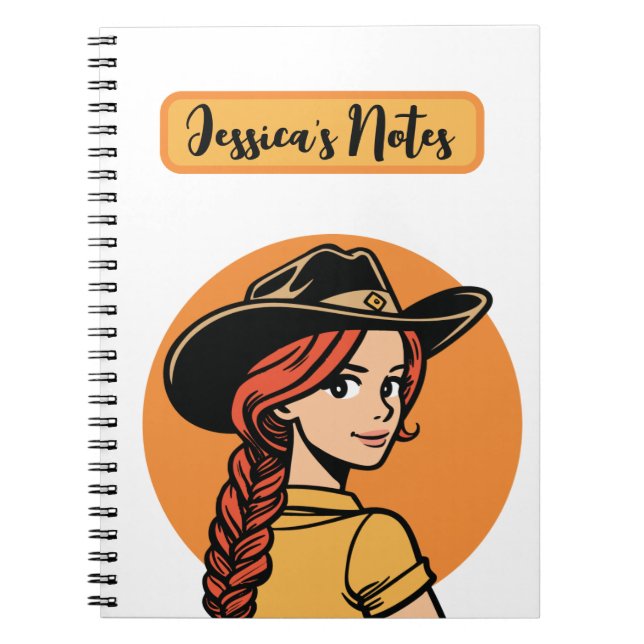 Custom Name Cowgirl Personalized Notebook  (Front)