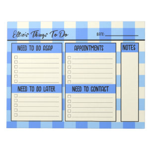 Custom Name Coworker Gift Gingham To Do Lists Notepad