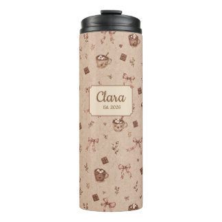 Custom Name Cozy Cocoa Hot Chocolate Pattern Gift Thermal Tumbler