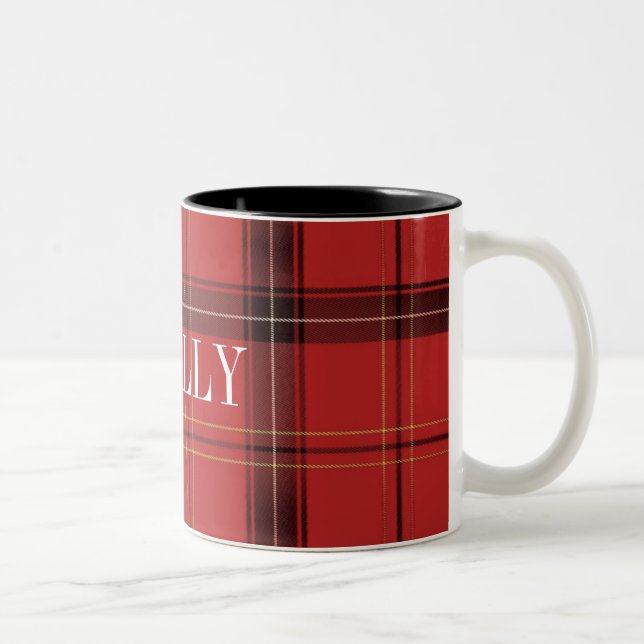 Custom Name Cozy Red Plaid/Tartan Holiday Mug (Right)
