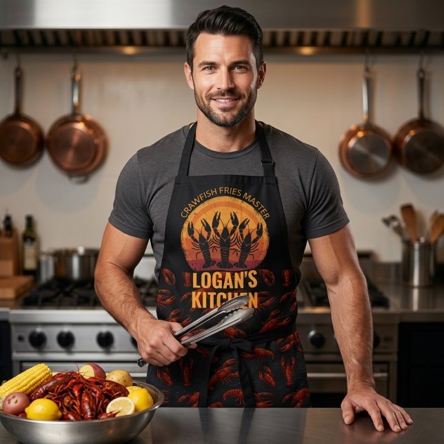 Custom Name Crawfish Master Chef Gift for Men Apron (Creator Uploaded)