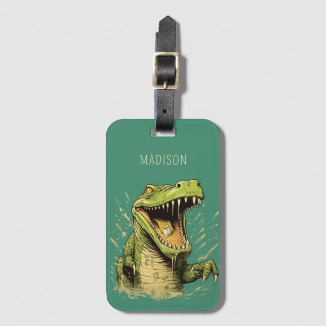 Custom Name Crocodile Luggage Tag (Front Vertical)