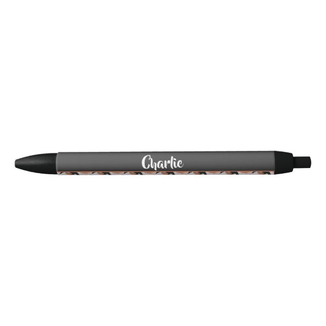 Custom name crow pattern black ink pen (Front)
