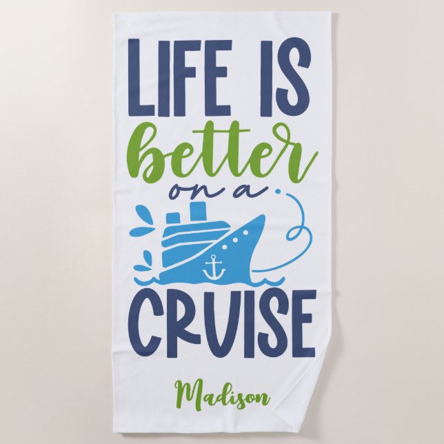 Custom Name Cruise Beach Towel (Front)
