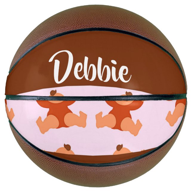 Custom name crying babies on pink basketball (Front)