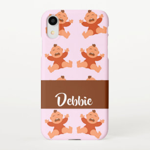 Custom name crying babies on pink iPhone XR case
