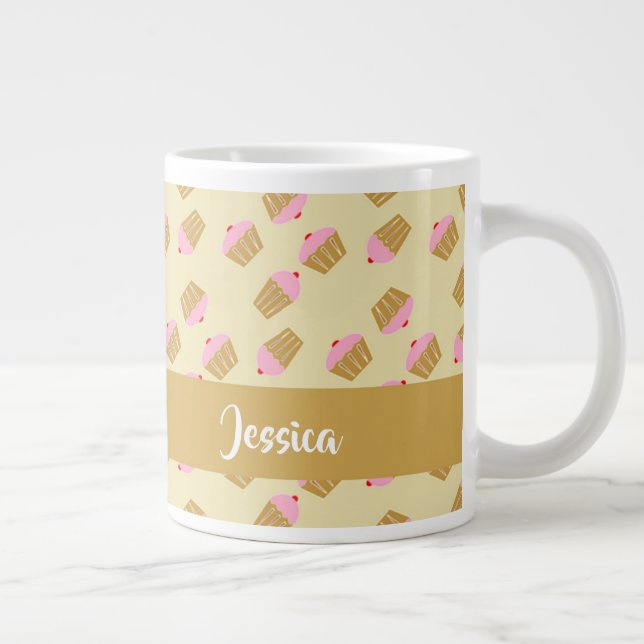 Custom name cupcakes pattern large coffee mug (Right)