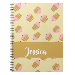 Custom name cupcakes pattern notebook