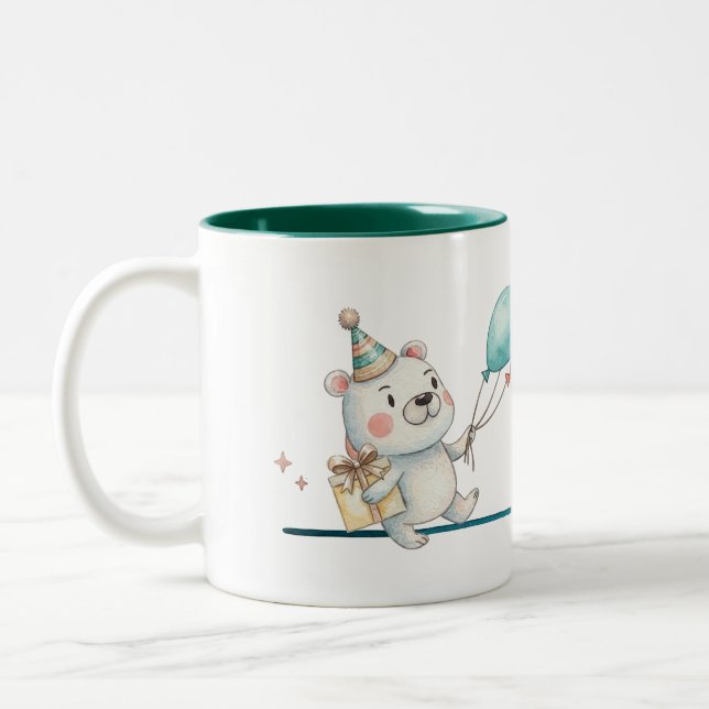 Custom Name Cute Bear Boys Birthday Gift Mug (Left)