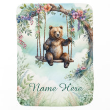Custom Name Cute Bear Swing Personalized