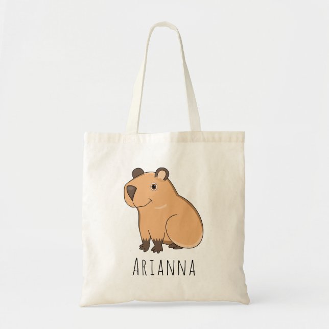 Custom Name Cute Capybara Kids Tote Bag (Front)