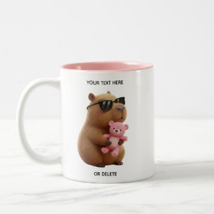 Custom Name Cute Capybara Teddy Bear Pink Mug