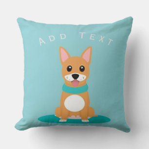 Custom Name Cute Cartoon Dog Personalized Gift Throw Pillow