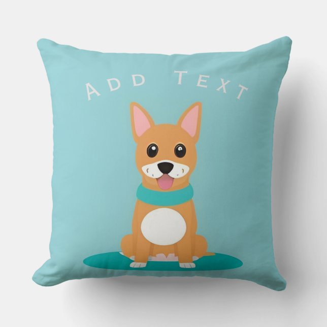 Custom Name Cute Cartoon Dog Personalized Gift Throw Pillow (Front)