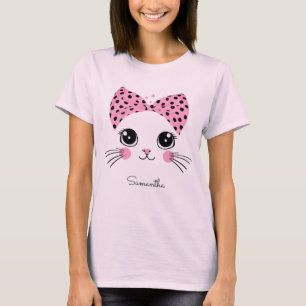 Custom Name Cute Cat Face T-Shirt