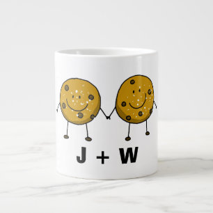 Custom Name Cute Cookie Couple Large Coffee Mug