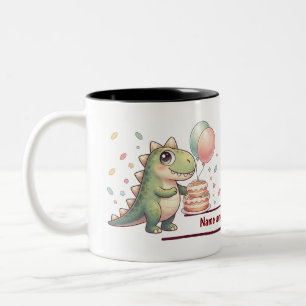 Custom Name Cute Dinosaur Boys Birthday Mug