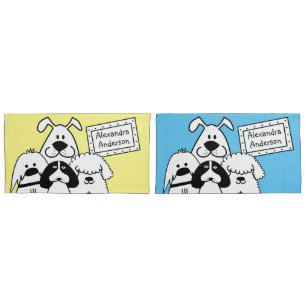 Custom Name Cute Dog Doodles Pillowcase
