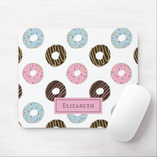 Custom Name Cute Doughnuts Pastel Sweet Tooth Text Mouse Pad