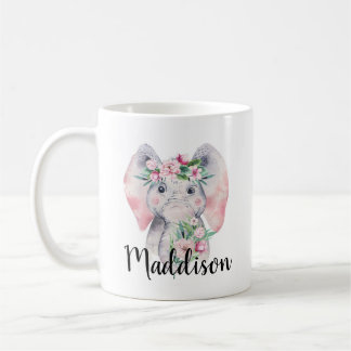 Custom Name Cute Elephant Mug Mom Nurse Teacher