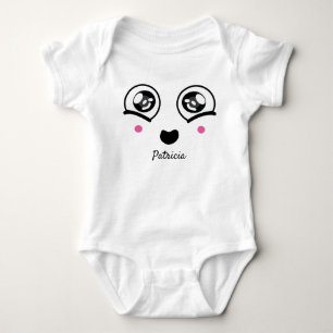 Custom Name   Cute face smile With  pink cheeks Baby Bodysuit