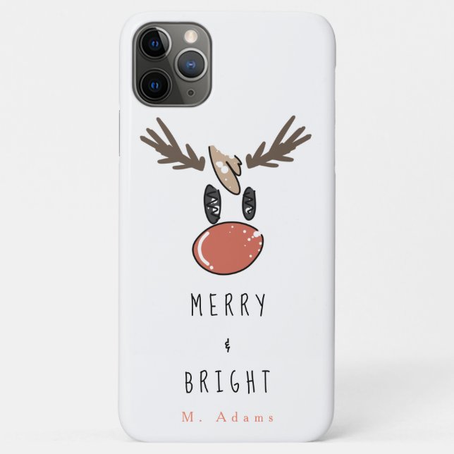 Custom Name Cute Funny Reindeer Case-Mate iPhone Case (Back)