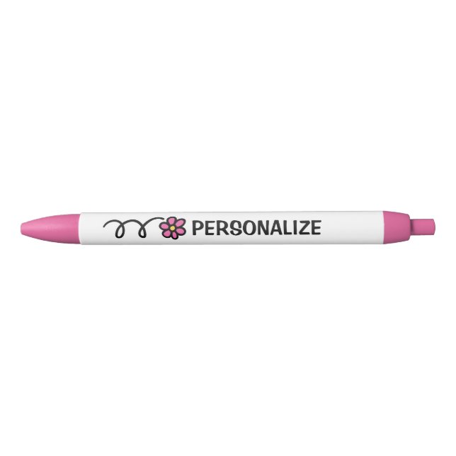 Custom name cute girly pink daisy flower logo pen (Front)