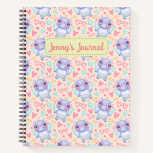 Custom Name Cute Hippo Bullet Journal