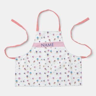Custom Name - Cute Ice Cream Pattern Kids Apron