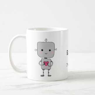 Custom Name Cute Kawaii robot I love you Gift Coffee Mug