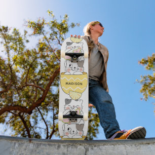 Custom Name Cute Kittens Skateboard