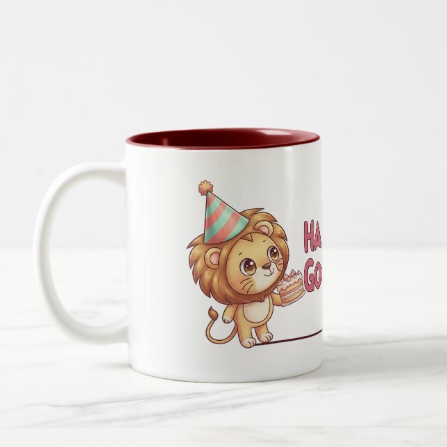 Custom Name Cute Lion Boys Birthday Gift Mug (Left)