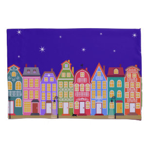 Custom Name Cute Night City Pillowcase, Reversed Pillowcase