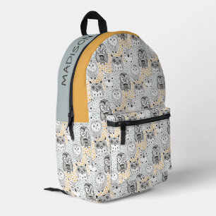 Custom Name Cute Owl Pattern Printed Backpack