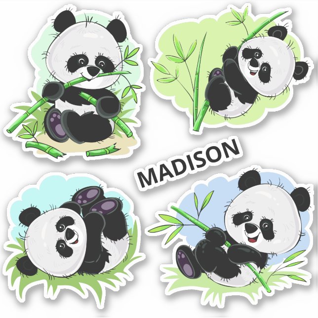 Custom name Cute Panda stickers (Front)