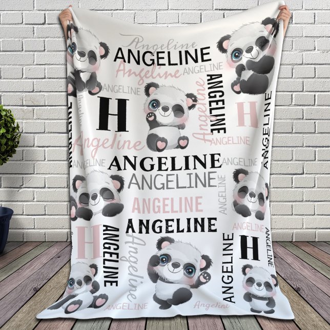 Custom Name Cute Pandas  Sherpa Blanket (Creator Uploaded)