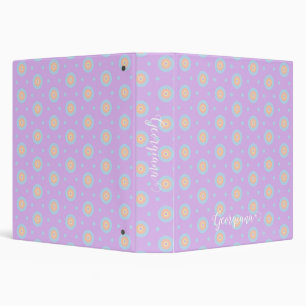 Custom Name Cute Pastel Rainbow Bullseyes Pattern Binder