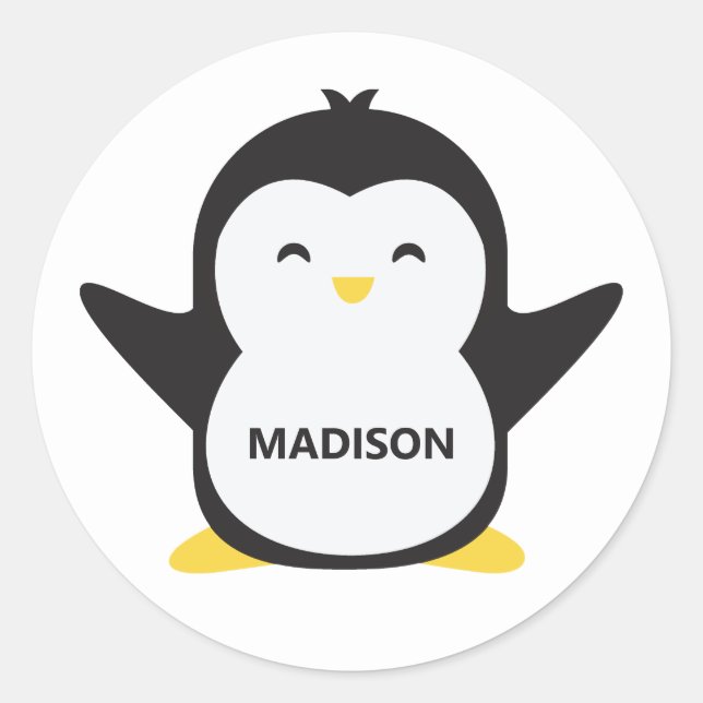 Custom name cute penguin stickers (Front)