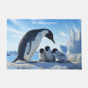 Custom Name Cute Penguins Doormat