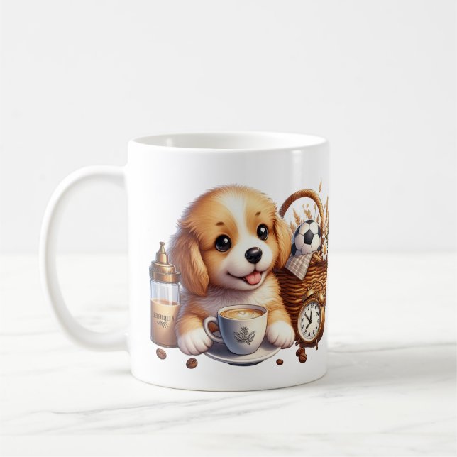 Custom name cute puppy mug fall gift (Left)