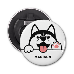 Custom Name Cute Siberian Husky Bottle Opener