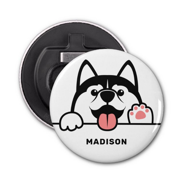 Custom Name Cute Siberian Husky Bottle Opener (Front)