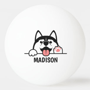 Custom Name Cute Siberian Husky Ping Pong Ball