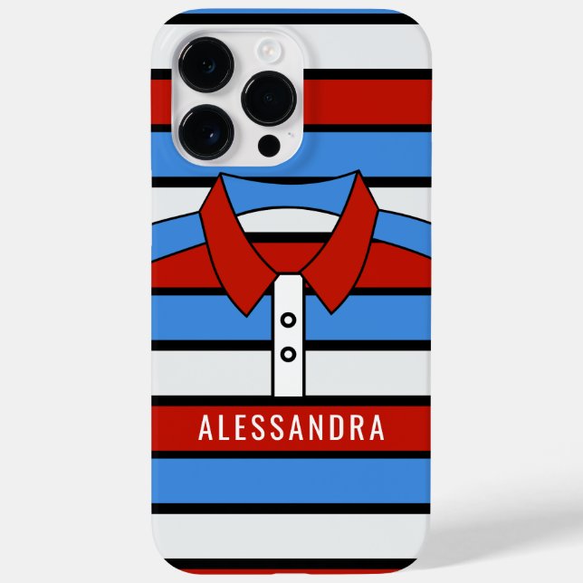 Custom name cute Stripe Polo Shirt illustration Case-Mate iPhone Case (Back)