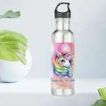 Custom Name Cute Unicorn and Rainbow for Girls 710 Ml Water Bottle<br><div class="desc">Keep your drinks stylish and fun with our Custom Name Cute Unicorn and Rainbow for Girls stainless steel water bottle. Designed with young girls in mind, this adorable water bottle features a charming rainbow unicorn graphic that is sure to brighten up any day. Personalize it with your child's name to...</div>