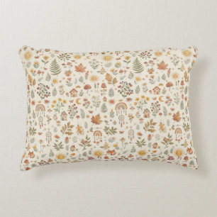 Custom Name Cute Woodland Fox Nursery Sun Rainbow Accent Pillow